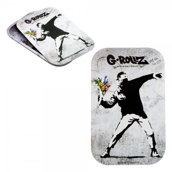 G-ROLLZ | Banksy&#039;s Graffiti &#039;Flower Thrower&#039; Magnet Cover for Medium Tray 27.5x17.5 cm