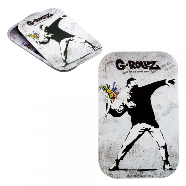 G-Rollz | Banksy&#039;s Graffiti &#039;Flower Thrower&#039; Magnet Cover for Medium Tray 27.5x17.5 cm