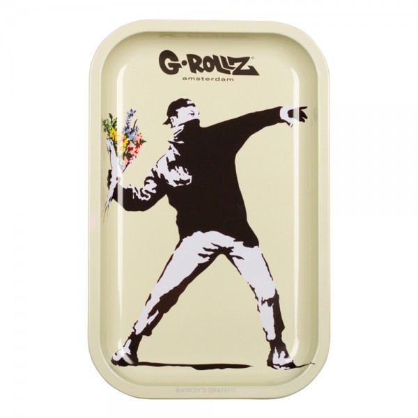 G-Rollz | Banksy's 'Flower Thrower' Medium Tray 17.5 x 27.5 cm