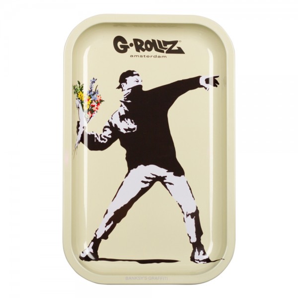 G-Rollz | Banksy&#039;s Graffiti &#039;Flower Thrower&#039; Medium Tray 17.5 x 27.5 cm