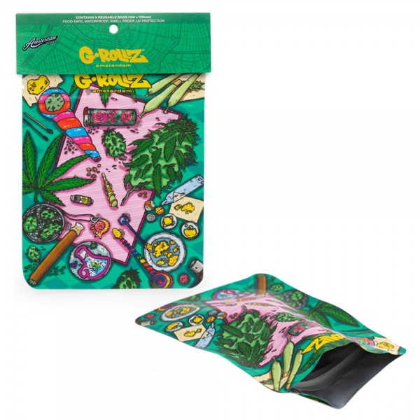 G-Rollz | 'Amsterdam Picnic' 100x125 mm smellproof bag - 8pcs in Display