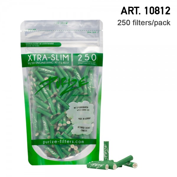 Purize | 250 Xtra Slim Size Green Filters per pack Ø:5,9mm x 26,9mm