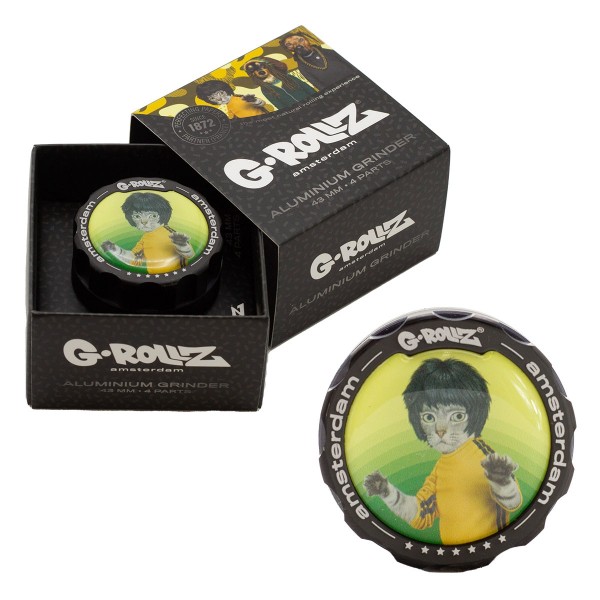 G-Rollz | Pets Rock &#039;Kung-Fu&#039; 4part Grinder - 43mm - 6pc In Display