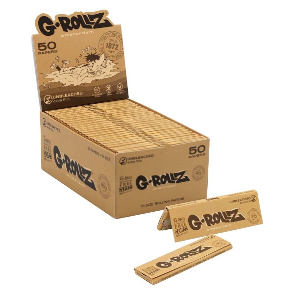 G-Rollz | Unbleached Extra Thin - 50 &#039;1¼&#039; Papers (50 Booklets Display)