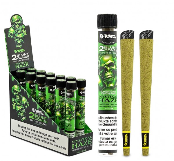G-Rollz | 'Mystikal Haze' Terpene Infused Cones (12 Pack Display, 24 Cones) with Warning
