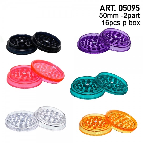 New Ways | Acrylic Grinders -2part- Ø:50mm-16pcs/display-mix of colors