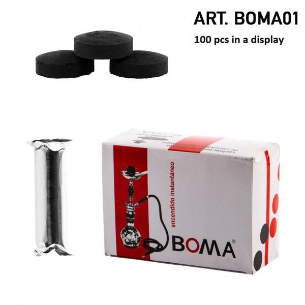 Boma | Charcoal 100 pcs in one display - 40mm diameter and 19mm Height