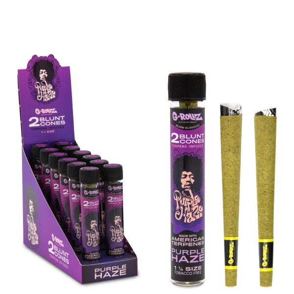 G-Rollz | 1¼ Size Terpene Infused Cones 'Purple Haze' (12 Pack Display, 24 Cones)