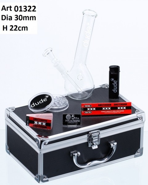Dude Glass Bong in Aluminum Box -H:22cm- Ø:30mm