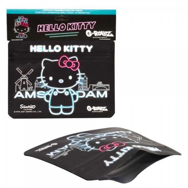 G-Rollz | Hello Kitty &#039;Neon Amsterdam&#039; 105x80 mm Foodsafe Storage Supplement Pouch - 8pcs in Display