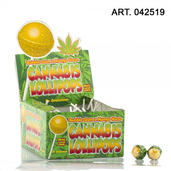 Cannabis | Lollipops Bubble gum x flavor Mango Haze 70pcs/ These THC free Cannabis Lollipops come