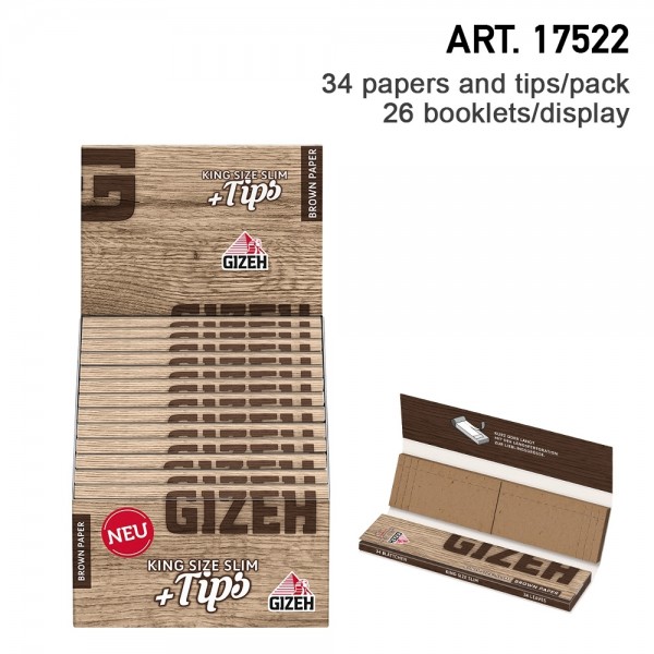 Gizeh | Brow King Size Slim + Tips Extra Fine with 34 leaves and 34 tips in one booklet and 26 bookl