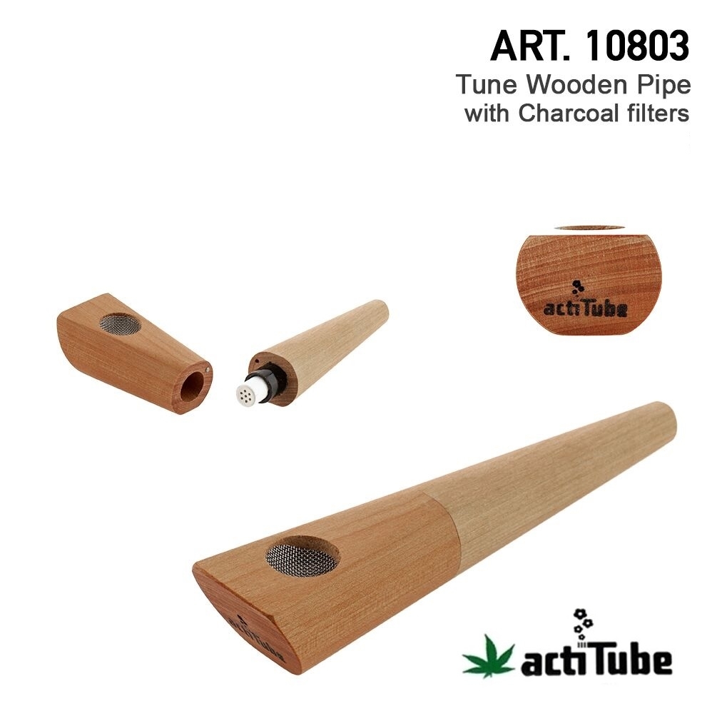 actiTube Wooden Pipe with Activ Charcoal Filter Screens, Filters