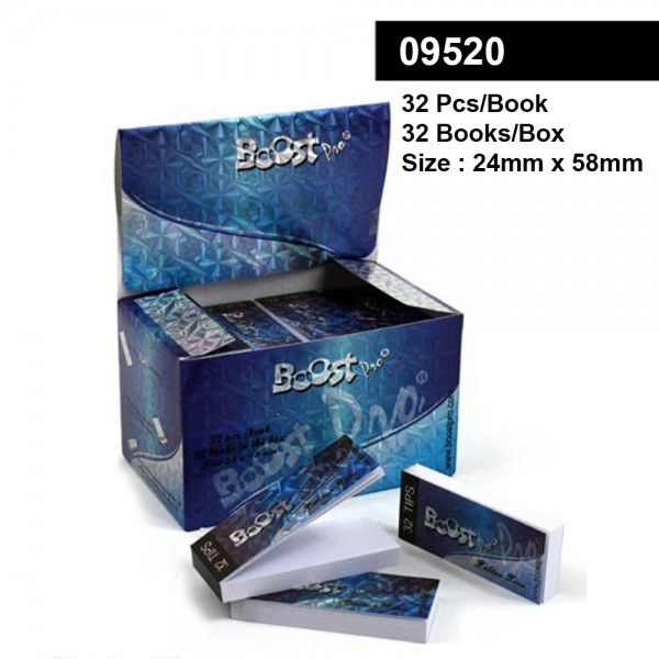 Boost Pro Glass Filter Tips - Large Size 24 x 58mm - Display with 32 Books with each 32 Sheets
