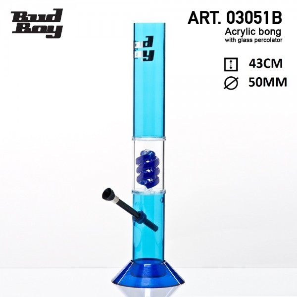 Cane Bud Boy bong- Blue- H:43cm- Ø:50mm- WT:3mm (circa)- Spiral percolator