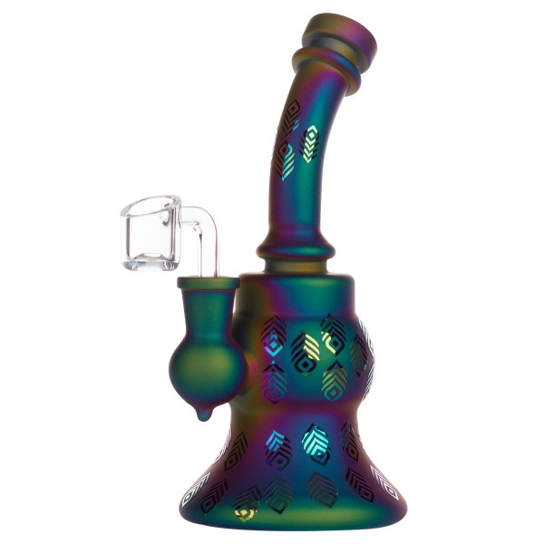 Amsterdam | Limited Edition Mixed Green Bent Neck Round Base Bongs - H:20cm - SG:14.5mm