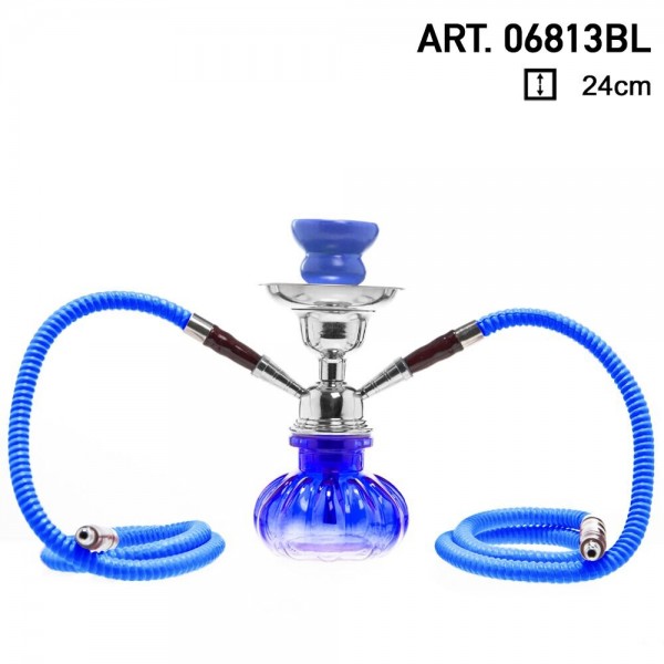 Pumpkin | Mini Pumpkin Hookah- Blue- 2Hoses- H:24cm