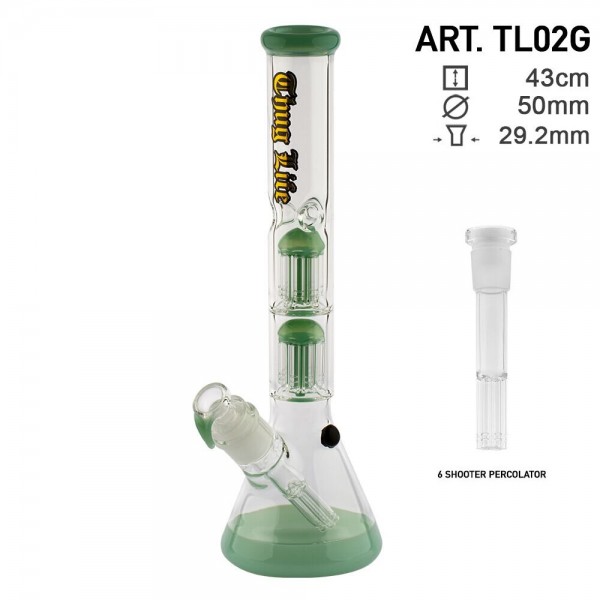 Thug Life | Double Perculator Green - H:43cm - Ø:50mm - SG:29.2mm Black with 6 shooter