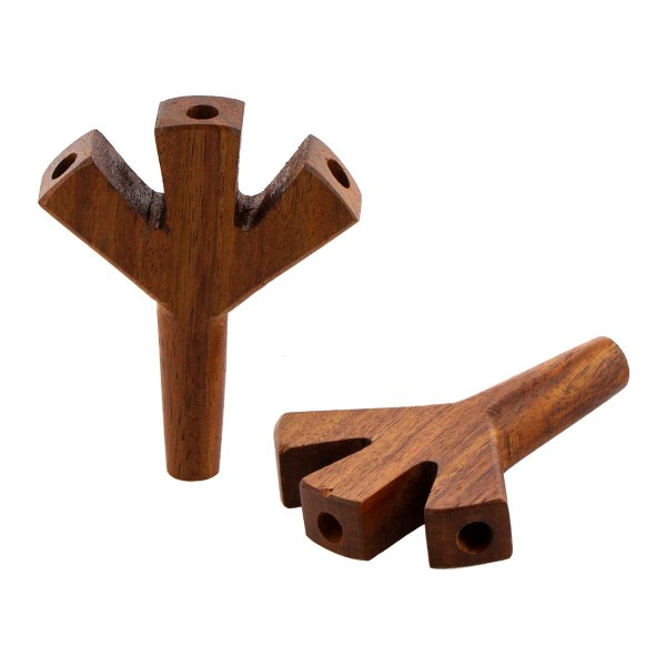 Amsterdam | Triple Hole Black Wooden Pipe 8cm Long - It comes with 6 pcs in a display