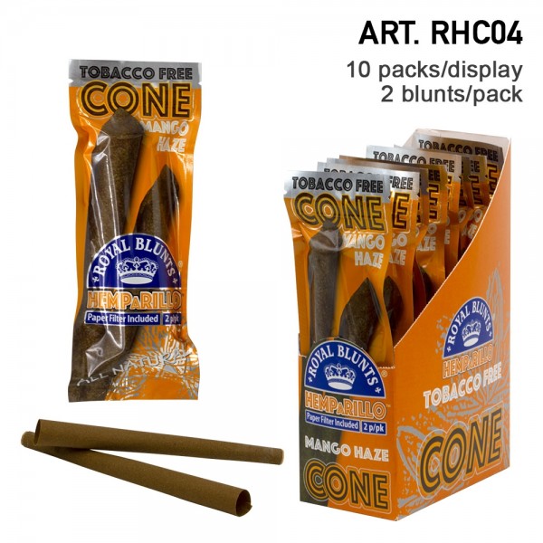 Royal Blunts | Hemparillo Mango Cones with tips - 20 cones in display