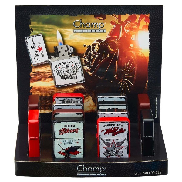 Champ | Zippo with mixed angels logo's there are 12 pcs in a display