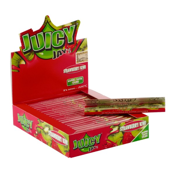 Juicy Jay's | Strawberry/kiwi flavored King Size Slim rolling papers - 24pcs in a display