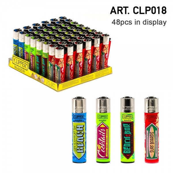 Clipper | Vintage Summer refillable lighters with mixed designs - 48pcs in display