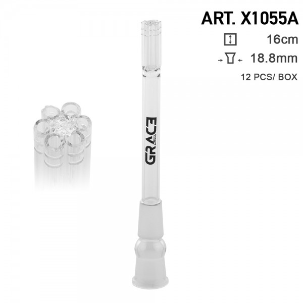Grace Glass | Adapter Chillum- SG:18.8mm - L:16cm 6 shooter Diffuser - 12pcs in a display