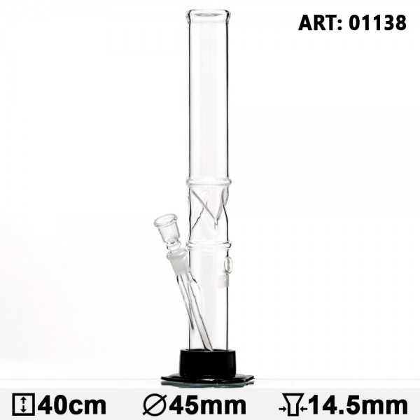 Plain Glass Bong Black Base - H:40cm - Ø:45mm - Socket:14.5mm