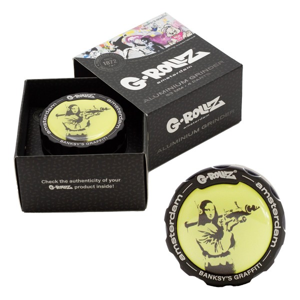 G-Rollz | Banksy Graffiti &#039;Mona Launcher&#039; 4part Grinder - 53mm - 6pc In Display