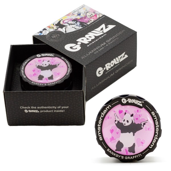 G-Rollz | Banksy Graffiti &#039;Panda Gunnin&#039; 4part Grinder - 53mm - 6pc In Display