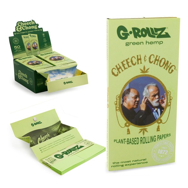 G-ROLLZ | Cheech &amp; Chong(TM) Classic Set 3 - Chanvre vert organique - 50 papiers KS + Conseils et Plate