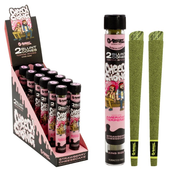G-Rollz | Cheech & Chong(TM) 2x Terpene Infused Cones 'Strawberry Cheesecake' (12 Pack Display)
