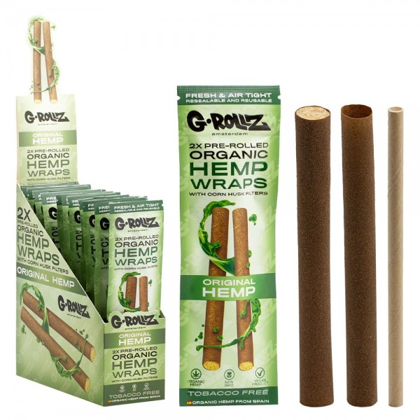 G-ROLLZ | 2x Original Hemp Pre-Rolled Hemp Wraps (15 pack Display, 30 wraps)