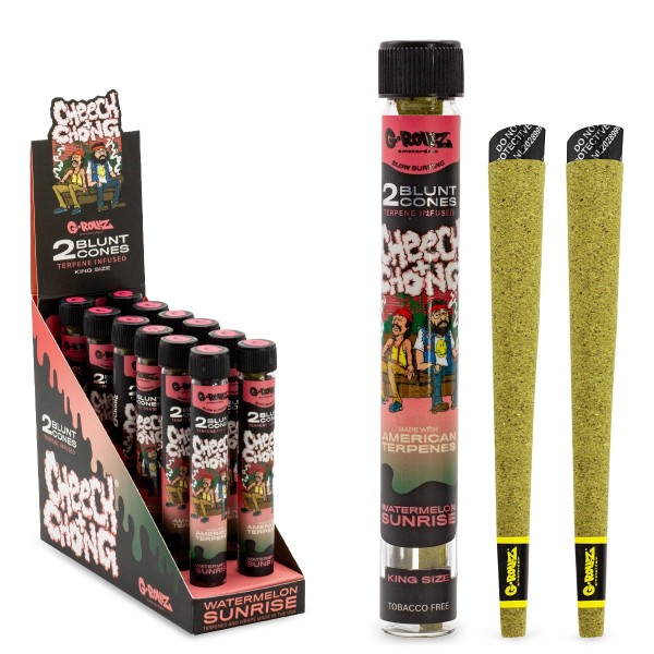 G-Rollz | Cheech & Chong(TM) Terpene Infused Cones 'Watermelon Sunrise' (12 Pack Display, 24 Blun