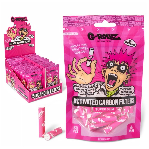 G-Rollz | Activated Carbon Filters - Ø6mm Pink - 50 Tips per Pack
