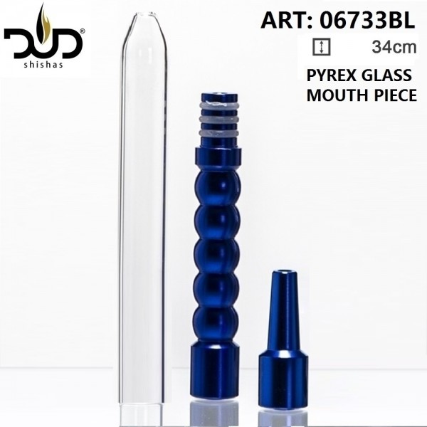 DUD Shisha | Blue Metal Adapter for Silicon Hose with Glass mouthpiece - in blister