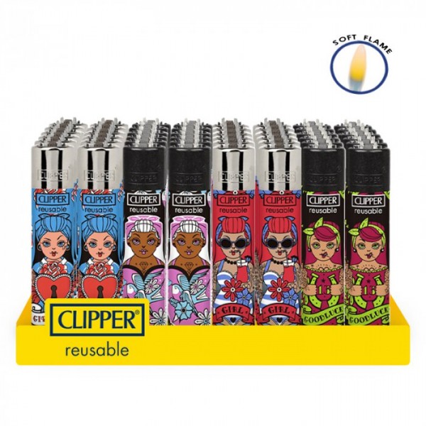 Clipper | Transparant refillable lighters Russian Dolls + BW/SW - 48pcs in display