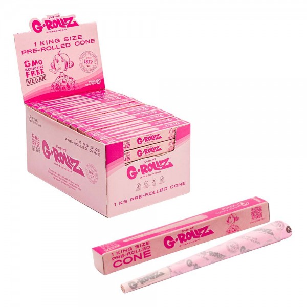 G-ROLLZ | KS Lightly Dyed Pink Pre-Rolled Single Cones 72pcs in Display