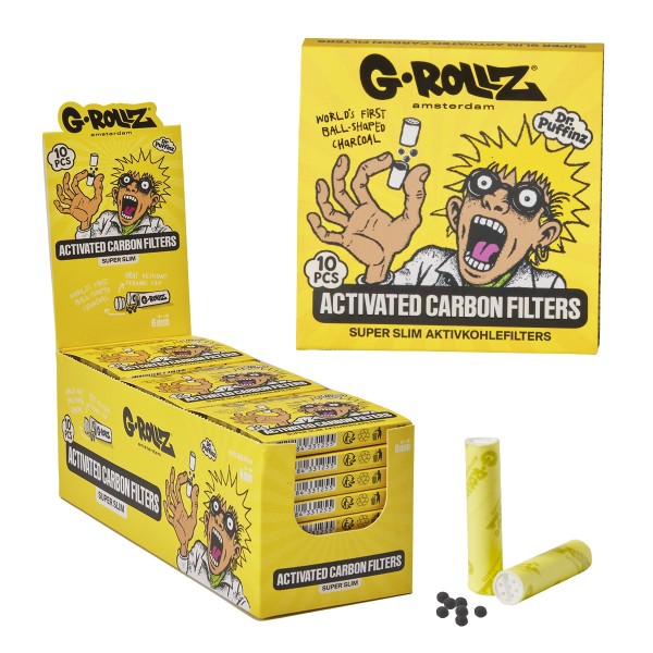 G-Rollz | Activated Carbon Filters - Ø6mm Yellow - 10 Tips per Pack (24 Packs per Display)