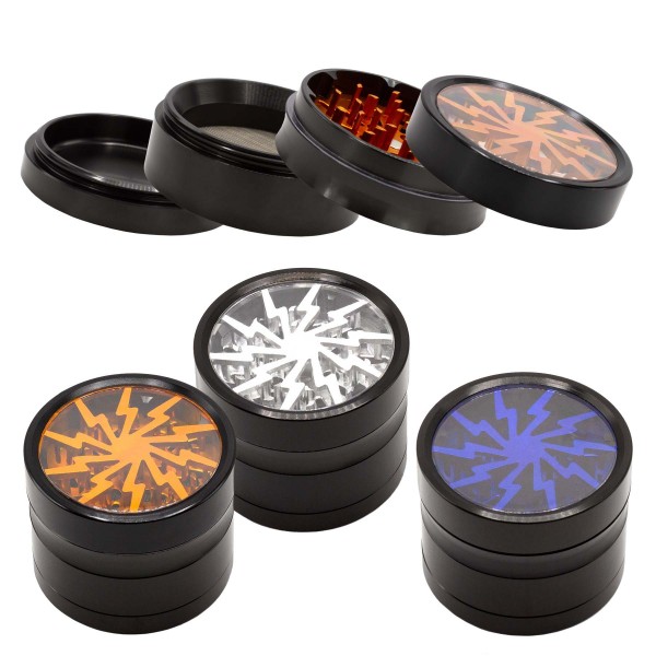 Amsterdam | Lightning Window Grinders - 4part- Ø:63mm - 6pcs/Display - Mixed colors