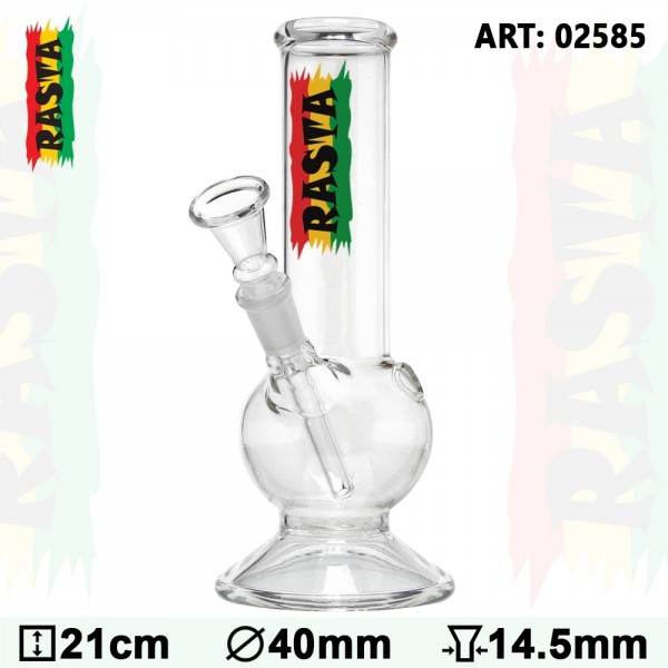 Rasta Flag Glass Bong - Ø:40mm - H:21cm - Socket:14.5mm