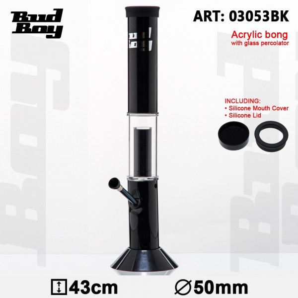Bud Boy | Cane Bong- Black- H:43cm - Ø:50mm- WT:3mm (circa) - Glass Percolator