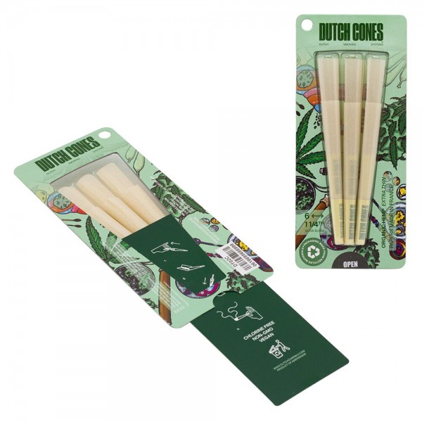 Dutch Cones | 1 1/4 Size Organic Hemp Pre-Rolled Cones 6pcs in pack &amp; 50 packs in Display