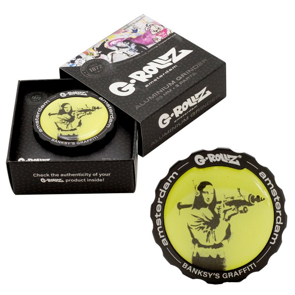 G-Rollz | Banksy Graffiti &#039;Mona Launcher&#039; 3part Grinder - 53mm - 6pc In Display