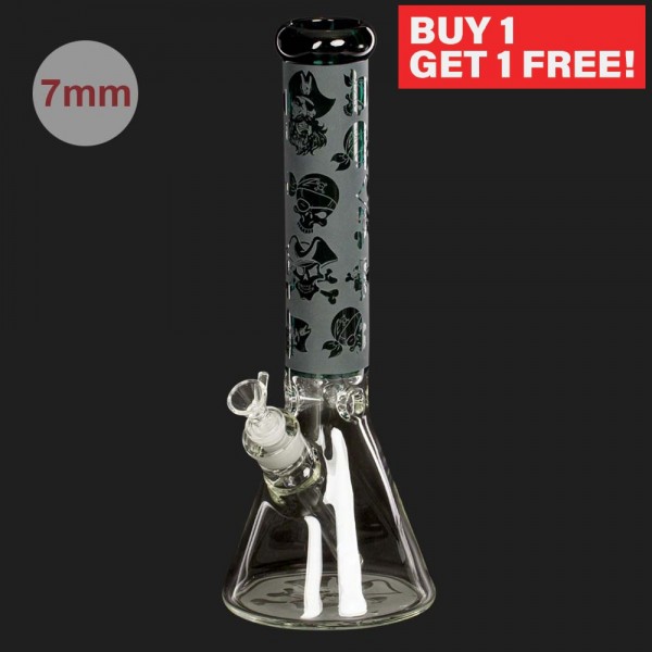 Amsterdam | Limited Edition Mixed Black Skull Beakers - H:37cm - Ø:50mm SG:18.8mm - 5mm thickness
