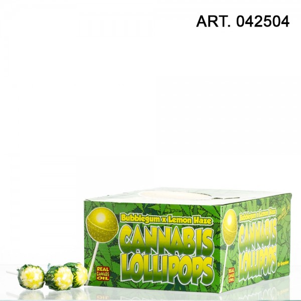 Cannabis Lollipops Bubble gum x flavor Lemon haze 70pcs/ These THC free Cannabis Lollipops come wi