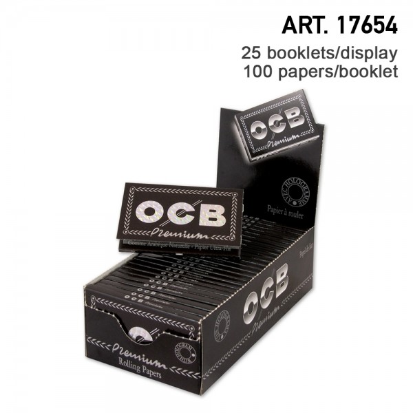 OCB | Black Premium Double short rolling paper, 69x36mm, 100 leave in a booklet and 25 booklets in a