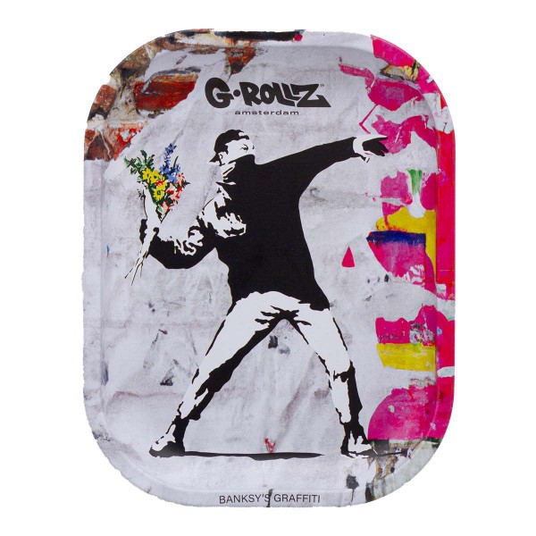 G-Rollz | Banksy&#039;s Graffiti &#039;Flower Thrower Alt&#039; Small Tray 14x18 cm