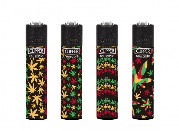 Clipper | Jamaican Pattern refillable lighters with mixed designs - 48pcs in display